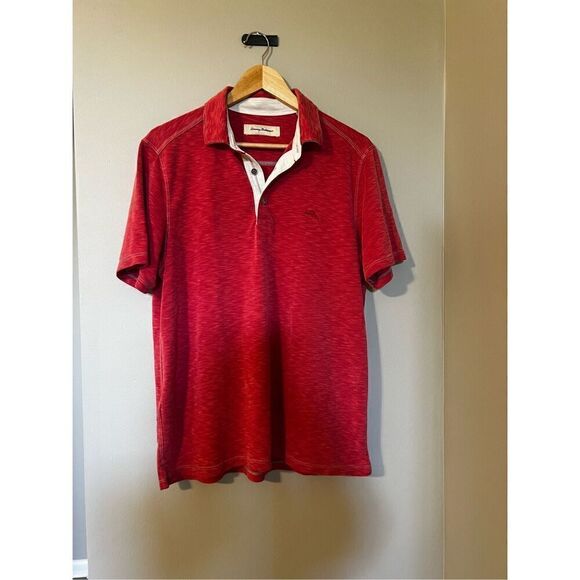 Tommy Bahama Men’s Size Medium Polo Shirt Red Short Sleeve Casual Golf Top - Picture 2 of 8
